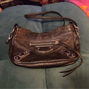 Balenciaga Black Leather Hip Bag